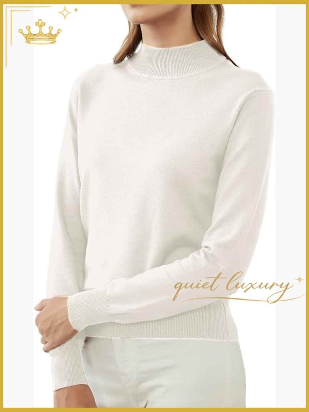 Mock Neck Lightweight Long Sleeve Pullover Sweater, Fall Winter Casual Knit Tops
